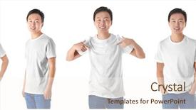  Presentation with young man wearing a hat - Slides enhanced with teen fashion show - young man wearing t-shirt background and a  colored foreground