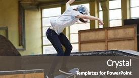  Presentation with teen tech - PPT theme having teen female skater jumping high background and a violet colored foreground