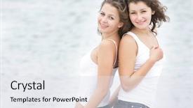 Presentation with sea - Slide deck with teen free - two young happy women background and a  colored foreground