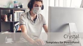  Presentation with distance learning - Beautiful PPT theme featuring teen-gaming-at-home backdrop and a light gray colored foreground
