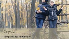  Presentation with teen girl - Slide deck having teen-girl-and-boy-posing background and a mint green colored foreground