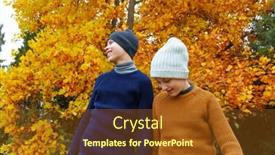  Presentation with maple leaves - Beautiful presentation theme featuring teen-girl-and-boy backdrop and a tawny brown colored foreground