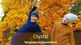  Presentation with maple leaves - Slides having teen-girl-and-boy background and a tawny brown colored foreground