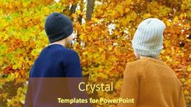  Presentation with maple leaves - Slide deck enhanced with teen-girl-and-boy background and a tawny brown colored foreground