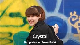  Presentation with graffiti - Presentation theme with teen girl and graffiti background and a dark gray colored foreground