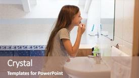  Presentation with teen girl - Presentation design featuring teen girl brushes her teeth background and a coral colored foreground