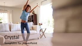  Presentation with teen girl - Presentation design with teen girl dancing and sing background and a coral colored foreground