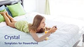  Presentation with orange juice - Presentation theme with teen girl drinking orange juice background and a sky blue colored foreground