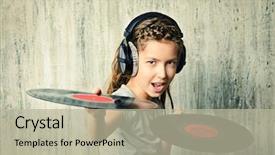  Presentation with teen girl - Amazing slide deck having teen girl enjoys the music backdrop and a mint green colored foreground