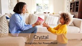  Presentation with teen girl - Presentation theme featuring teen girl giving her mother background and a coral colored foreground