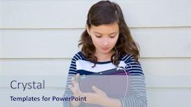  Presentation with teen girl - Presentation design enhanced with teen-girl-happy-holding-tablet background and a lemonade colored foreground