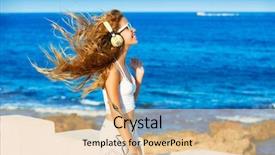  Presentation with teen girl tech - Slide deck featuring teen girl hearing headphones music background and a lemonade colored foreground