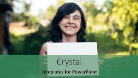  Presentation with white sheet - Presentation theme having teen-girl-holding-clean-white background and a ocean colored foreground