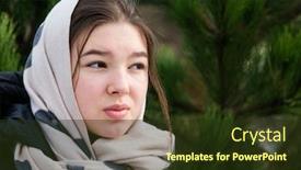  Presentation with teen - Beautiful slide deck featuring teen-girl-in-a-scarf backdrop and a tawny brown colored foreground