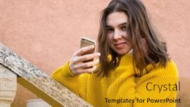  Presentation with teen girl - Beautiful theme featuring teen-girl-in-a-yellow backdrop and a gold colored foreground