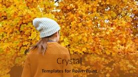  Presentation with maple leaves - Slide deck with teen-girl-in-autumn-city background and a gold colored foreground