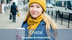  Presentation with teen girl tech - PPT layouts with teen girl in autumn clothes background and a ocean colored foreground