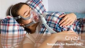  Presentation with teen girl - Presentation design consisting of teen-girl-in-oxygen-mask background and a coral colored foreground