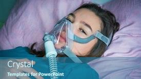  Presentation with teen girl - Presentation design featuring teen-girl-in-oxygen-mask background and a ocean colored foreground