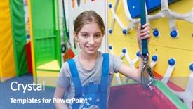  Presentation with teen girl - Presentation enhanced with teen girl in protection harness background and a teal colored foreground