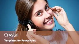  Presentation with music note blue - Presentation design consisting of teen girl listening to music background and a  colored foreground