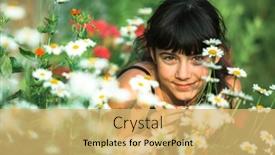  Presentation with teen girl - PPT theme featuring teen-girl-portrait-among-wildflowers background and a yellow colored foreground