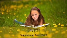  Presentation with teen girl - Slide deck with teen-girl-reads-a-book background and a gold colored foreground