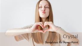  Presentation with teen girl - PPT layouts enhanced with teen-girl-showing-a-heart background and a coral colored foreground