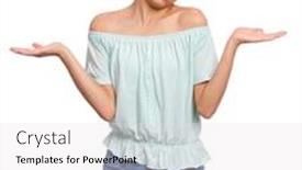  Presentation with child teen - Colorful slide deck enhanced with teen-girl-showing-helpless-gesture backdrop and a sky blue colored foreground