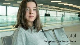  Presentation with airport lounge - Beautiful PPT theme featuring teen-girl-sitting backdrop and a light blue colored foreground