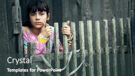  Presentation with teen girl - PPT theme enhanced with teen-girl-standing-near-vintage background and a ocean colored foreground