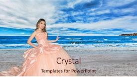  Presentation with teen girl - Presentation theme enhanced with teen girl wearing a quinceanera background and a lemonade colored foreground