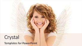  Presentation with angel wings - Beautiful slide deck featuring teen girl with angel wings backdrop and a lemonade colored foreground