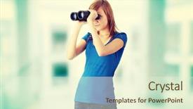  Presentation with binocular - Cool new theme with teen girl with binocular backdrop and a cream colored foreground