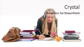  Presentation with teen girl - Cool new PPT theme with teen girl with distraction bij backdrop and a white colored foreground