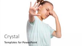  Presentation with teen girl - Amazing slide deck having teen girl with gesture smells bad child covers nose with hand smells something awful pinches nose frowns in displeasure and showing stop sign teenager showing that something stinks backdrop and a white colored foreground