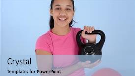  Presentation with teen girl - PPT theme with teen-girl-working-out background and a light blue colored foreground