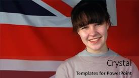  Presentation with teen girl - Beautiful theme featuring union jack flag style british - teen girl backdrop and a red colored foreground