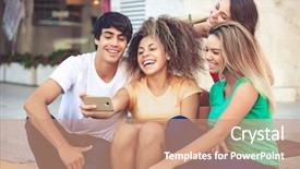  Presentation with teenagers - Amazing slide deck having teen girls - group of teenagers backdrop and a coral colored foreground