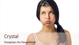  Presentation with teenager winners - PPT theme having teen girls - pretty brunette teenager background and a sky blue colored foreground