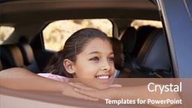  Presentation with person looking out in nature - Audience pleasing slide set consisting of teen girls - young black girl looking backdrop and a coral colored foreground