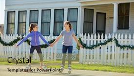  Presentation with teen girls - Audience pleasing slide deck consisting of teen girls group rolling skate backdrop and a  colored foreground