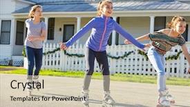  Presentation with teen girls - Audience pleasing slide deck consisting of teen girls group rolling skate backdrop and a soft green colored foreground