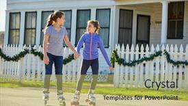  Presentation with teen girls - Amazing PPT theme having teen girls group rolling skate backdrop and a  colored foreground