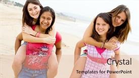  Presentation with teen girls - Amazing presentation theme having teen-girls-on-beach backdrop and a lemonade colored foreground