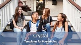  Presentation with teen girls - Theme consisting of teen girls on front steps background and a teal colored foreground