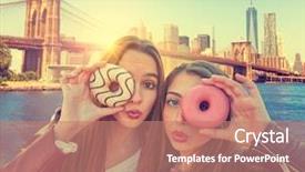  Presentation with teen girls - Presentation enhanced with teen girls portrait donuts eye new york photomount manhattan background and a coral colored foreground