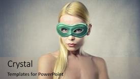  Presentation with mask - Presentation theme enhanced with teen insecurities - beautiful woman wearing a mask background and a coral colored foreground