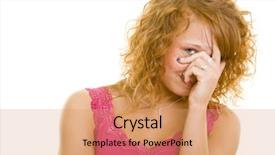  Presentation with fingers - Audience pleasing PPT theme consisting of teen insecurities - young redheaded woman looking backdrop and a  colored foreground