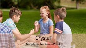  Presentation with summer holiday move - Cool new theme with teen kids playing rock-paper backdrop and a coral colored foreground